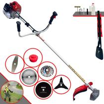 Roçadeira Profissional Kawashima BCJ620L À Gasolina 2T 62cc 3HP Cortador de Grama Lateral Completa Com Carretel de Nylon + Kit 4 Lâminas de Corte + Escova de Aço Para Concreto, Calçada, e Pavers
