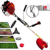 Roçadeira Profissional Kawashima KW43-L À Gasolina Motor 2 Tempos 43cc 1,7HP 10.000rpm Completa Para Todos os Tipos de Trabalho Com Lâmina Facão + Lâmina 3 Pontas + Escova de Aço Circular + Carretel