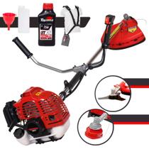 Roçadeira Profissional Kawashima KW43L À Gasolina Motor 2T 43cc 1,7HP Alta Rotação Máquina de Cortar Grama Lateral Com Faca 3 Pontas + Carretel de Nylon + Óleo Toyama 2T Roçadeira Profissional Kawashima KW43L À Gasolina Motor 2T 43cc 1,7HP Alta Rotação Máquina de Cortar Grama Lateral Com Faca 3 Pontas + Carretel de Nylon + Óleo Toyama 2T