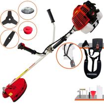 Roçadeira Profissional Kawashima KW52-L À Gasolina Motor 2 Tempos 52cc 2,5HP 10.000rpm Completa Para Todos os Tipos de Trabalho Com Lâmina Facão + Lâmina 3 Pontas + Escova de Aço Circular + Carretel