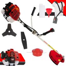 Roçadeira Profissional Kawashima KW52L À Gasolina 2T 52cc 2,5HP de Potência 10.000rpm Podador de Grama Completo Para Todos os Tipos de Trabalho Com Lâmina Facão + Lâmina 3 Pontas + Carretel de Nylon