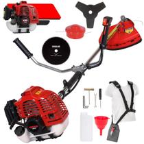 Roçadeira Profissional Multifuncional Kawashima KW43-L À Gasolina Motor 2 Tempos 43cc 1,7HP de Potência 10.000rpm Completa Com 3 Opções de Cortes Cabeçote Nylon + Lâmina 3 Pontas + Lâmina 80 Dentes