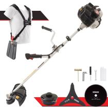Roçadeira Profissional Multifuncional Kawashima KW43-LE À Gasolina Motor 2 Tempos 43cc 1,7HP de Potência 10.000rpm Completa Com 3 Opções de Cortes Cabeçote Nylon + Lâmina 3 Pontas + Lâmina 80 Dentes