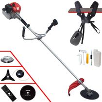 Roçadeira Profissional Multifunções À Gasolina Anmax CG520P 52cc 2,2HP de Potência 10000rpm Com Carretel de Nylon + Lâmina Facão + Lâmina 3 Pontas + Lâmina 80 Dentes + Escova de Aço Rotativa 38 Cerdas