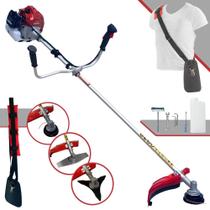 Roçadeira Profissional Multifunções Kawashima BCJ431L À Gasolina 2 Tempos 43cc 1,7HP de Potência Alta Rotação e Performance Com 3 Opções de Corte Carretel de Nylon + Lâmina Facão + Lâmina 3 Pontas