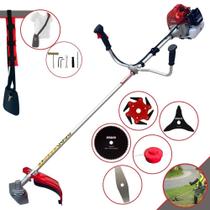 Roçadeira Profissional Multifunções Kawashima BCJ620L À Gasolina 2T 62cc 3HP de Potência 10.000rpm Completa Com Cabeçote de Nylon + Lâmina Facão + Lâmina 3 Pontas + Lâmina 6 Pontas + Lâmina 80 Dentes