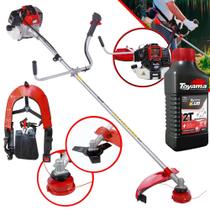 Roçadeira Profissional RT52-L Toyama Á Gasolina 2T 52cc 2HP 10.000RPM de Alta Potência e Performance Com Cabeçote Nylon e Lâmina de Corte de 3 Pontas + Óleo Lubrificante FG50 2 Tempos