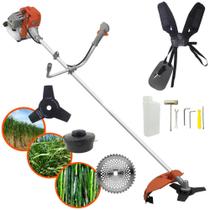 Roçadeira Profissional Tekna RL520AC-G2 2 Tempos 52cc 2HP de Potência Cortador de Grama Com Cabeçote de Nylon + Lâmina 3 Pontas + Lâmina 40 Dentes