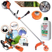 Roçadeira Profissional Terra GR520XP À Gasolina 2T 52cc 2,5HP Modelo Completo Com Lâmina Circular de Vídia 40 Dentes e Carretel Nylon + KIT EPI Abafador de Ruído, Óculos e Luva de Tecido + ÓLEO STIHL