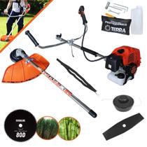 Roçadeira Profissional Terra GRHB-430 Bipartida À Gasolina 2T 43cc 1,7HP de Alta Rotação e Performance Máquina de Corta Grama Com 3 Opções de Cortes Cabeçote de Nylon + Lâmina Facão + Lâmina 80 Dentes