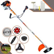 Roçadeira Profissional Vulcan VR430S À Gasolina Motor 2 Tempos 43cc 1,7HP 10.000rpm Multifuncional 5 Em 1 Com Cabeçote de Nylon e Lâmina Facão + Kit Faca 3 Pontas, Faca 6 Pontas e Faca 40 Dentes Vídea