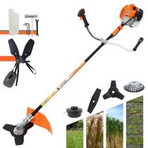 Roçadeira Profissional Vulcan VR520-H À Gasolina Motor 2 Tempos 52cc 2,5HP 10000rpm Completa Para Todos os Tipos de Trabalho C/ Lâmina Facão + Lâmina 3 Pontas + Escova de Aço Circular + Carretel Nylon