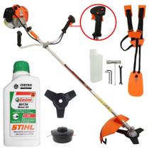 Roçadeira Profissional Vulcan VR620H 2T 62cc 3HP À Gasolina + Óleo Castrol Stihl e Faca 3 Pontas Roçadeira Profissional Vulcan VR620H 2T 62cc 3HP À Gasolina + Óleo Castrol Stihl e Faca 3 Pontas