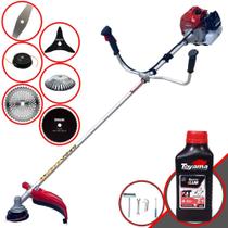 Roçadeira Robusta À Gasolina Kawashima BCJ431L 43cc 1,7HP 10.000rpm Multifunções 6 Em 1 Com Carretel + Faca 2 Pontas + Faca 3 Pontas + Faca 40 Dentes + Faca 80 Dentes + Escova de Aço + ÓLEO TOYAMA 2T