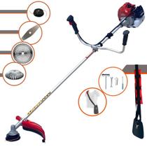 Roçadeira Robusta À Gasolina Kawashima BCJ431L 43cc 1,7HP de Potência Alta Rotação e Performance Completa Multifunções Com Carretel de Nylon + Lâmina Facão + Lâmina 40 Dentes Vídea + Escova de Aço