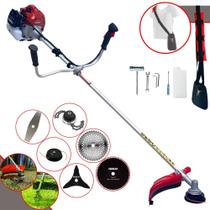 Roçadeira Robusta À Gasolina Kawashima BCJ521L 2T 52cc 2,5HP Alta Rotação Com Carretel e Lâmina Facão + Kit Extra Lâmina 3 Pontas, Disco Circular 40 Dentes de Vídea, Disco Circular 80 Dentes e Trimmer