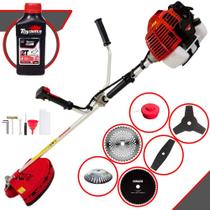 Roçadeira Robusta À Gasolina Kawashima KW52L 52cc 2,5HP 10.000rpm Multifunções 6 Em 1 Com Carretel + Faca 2 Pontas + Faca 3 Pontas + Faca 40 Dentes + Faca 80 Dentes + Escova de Aço + ÓLEO TOYAMA 2T
