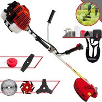 Roçadeira Robusta À Gasolina Kawashima KW52L 52cc 2,5HP 10.000rpm Para Todos os Tipos de Trabalhos Com Carretel de Nylon + Lâmina Facão + Lâmina 3 Pontas + Lâmina 6 Pontas + Lâmina 40 Dentes de Vídea