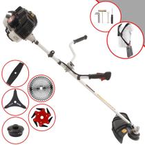 Roçadeira Robusta À Gasolina Kawashima KW52LE 52cc 2,5HP 10.000rpm Para Todos os Tipos de Trabalhos Com Carretel de Nylon + Lâmina Facão + Lâmina 3 Pontas + Lâmina 6 Pontas + Lâmina 40 Dentes de Vídea