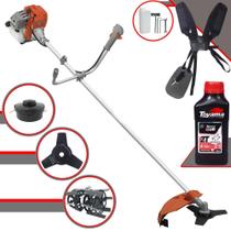 Roçadeira Robusta À Gasolina Tekna RL520ACG2 52cc 2HP Alta Rotação Completa Com Carretel de Nylon + Faca 3 Pontas + Enxada Rotativa + ÓLEO TOYAMA 2T