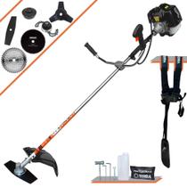 Roçadeira Robusta À Gasolina Terra GRH520 2T 52cc 2,5HP Alta Rotação Com Carretel e Lâmina Facão + Kit Extra Lâmina 3 Pontas, Disco Circular 40 Dentes de Vídea, Disco Circular 80 Dentes e Trimmer