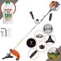 Roçadeira Robusta À Gasolina Vulcan VP430P 43cc 1,7HP 10000rpm Aparador de Grama 6 Em 1 C/ Carretel + Faca 2 Pontas + Faca 3 Pontas + Faca 40 Dentes Vídea + Faca 80 Dentes + Escova de Aço + ÓLEO STIHL