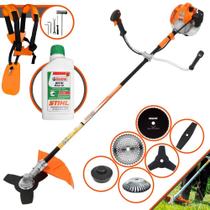 Roçadeira Robusta À Gasolina Vulcan VR520H 52cc 2,5HP 10000rpm Aparador de Grama 6 Em 1 C/ Carretel + Faca 2 Pontas + Faca 3 Pontas + Faca 40 Dentes Vídea + Faca 80 Dentes + Escova de Aço + ÓLEO STIHL