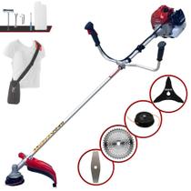 Roçadeira Robusta Completa Kawashima BCJ521-L À Gasolina 52cc 2,5HP de Alta Rotação e Performance Com 4 Opções de Cortes Cabeçote de Nylon + Lâmina Facão + Lâmina 3 Pontas + Lâmina 40 Dentes de Vídea Roçadeira Robusta Completa Kawashima BCJ521-L À Gasolina 52cc 2,5HP de Alta Rotação e Performance Com 4 Opções de Cortes Cabeçote de Nylon + Lâmina Facão + Lâmina 3 Pontas + Lâmina 40 Dentes de Vídea