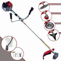 Roçadeira Robusta Completa Kawashima BCJ620-L À Gasolina 62cc 3HP de Alta Rotação e Performance Com 4 Opções de Cortes Cabeçote de Nylon + Lâmina Facão + Lâmina 3 Pontas + Lâmina 40 Dentes de Vídea