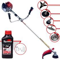 Roçadeira Robusta Kawashima BCJ521L À Gasolina 52cc 2,5HP de Potência 10000rpm Completa Com Carretel de Nylon + Lâmina 2 Pontas + Lâmina 3 Pontas + Lâmina 40 Dentes + Lâmina 80 Dentes + ÓLEO TOYAMA 2T