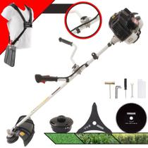 Roçadeira Robusta Kawashima KW43LE À Gasolina 2T 43cc 1,7HP de Potência 10.000rpm Aparador de Grama Completo Para Todos os Tipos de Trabalho Com Lâmina 3 Pontas + Lâmina 80 Dentes + Carretel de Nylon Roçadeira Robusta Kawashima KW43LE À Gasolina 2T 43cc 1,7HP de Potência 10.000rpm Aparador de Grama Completo Para Todos os Tipos de Trabalho Com Lâmina 3 Pontas + Lâmina 80 Dentes + Carretel de Nylon