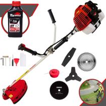Roçadeira Robusta Kawashima KW52L À Gasolina 52cc 2,5HP de Potência 10.000rpm Completa Com Carretel de Nylon + Lâmina 2 Pontas + Lâmina 3 Pontas + Lâmina 40 Dentes + Lâmina 80 Dentes + ÓLEO TOYAMA 2T Roçadeira Robusta Kawashima KW52L À Gasolina 52cc 2,5HP de Potência 10.000rpm Completa Com Carretel de Nylon + Lâmina 2 Pontas + Lâmina 3 Pontas + Lâmina 40 Dentes + Lâmina 80 Dentes + ÓLEO TOYAMA 2T