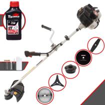 Roçadeira Robusta Kawashima KW52LE À Gasolina 52cc 2,5HP de Potência 10.000rpm Completa Com Carretel de Nylon + Lâmina 2 Pontas + Lâmina 3 Pontas + Lâmina 40 Dentes + Lâmina 80 Dentes + ÓLEO TOYAMA 2T