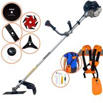 Roçadeira Robusta Lateral Anmax CG430B À Gasolina Motor 2T 43cc 2T 1,7HP 12.000rpm Multifuncional Completa 5 Em 1 Com Carretel de Nylon + Faca 2 Pontas + Faca 3 Pontas + Faca 6 Pontas + Faca 80 Dentes