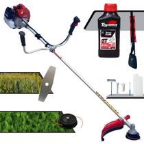 Roçadeira Robusta Lateral Kawashima BCJ521-L À Gasolina 52cc 2,5HP de Potência 10.000rpm Aparador de Grama de Alta Performance e Potência Completa Com Carretel de Nylon + Lâmina Facão + ÓLEO TOYAMA 2T