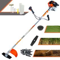 Roçadeira Robusta Lateral Vulcan VR430-S À Gasolina 43cc 1,7HP de Potência 10.000rpm Aparador de Grama de Alta Performance e Potência Completa Com Carretel Nylon + Lâmina 2 Pontas + Enxada Capinadeira