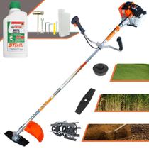 Roçadeira Robusta Lateral Vulcan VR430S À Gasolina 43cc 1,7HP de Potência 10.000rpm Aparador de Grama de Alta Performance e Potência Com Carretel + Lâmina 2 Pontas + Enxada Capinadeira + ÓLEO STIHL 2T