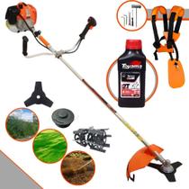 Roçadeira Robusta Lateral Vulcan VR620-H À Gasolina 62cc 3HP de Potência 12.500rpm Aparador de Grama de Alta Performance e Potência Com Carretel + Lâmina 3 Pontas + Enxada Capinadeira + ÓLEO TOYAMA