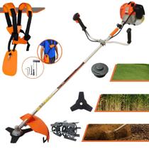 Roçadeira Robusta Lateral Vulcan VR620-H À Gasolina 62cc 3HP de Potência 12.500rpm Aparador de Grama de Alta Performance e Potência Completa Com Carretel Nylon + Lâmina 3 Pontas + Enxada Capinadeira