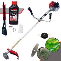Roçadeira Robusta Multifuncional Kawashima BCJ431-L À Gasolina Motor 2 Tempos 43cc 1,7HP de Potência 10.000rpm Completa Com 2 Opções de Cortes Cabeçote de Nylon + Lâmina 2 Pontas + ÓLEO TOYAMA FG50