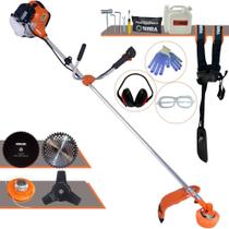 Roçadeira Robusta Profissional Terra GR520-XP À Gasolina Motor 2 Tempos 52cc 2,5HP Multifuncional Com Carretel de Nylon + Faca 3 Pontas + Faca 40 Dentes de Vídea + Faca 80 Dentes Circular + EPI