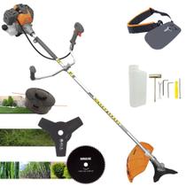 Roçadeira Robusta Tekna RL520P À Gasolina 52cc Motor 2 Tempos 2HP de Potência 10.000rpm Com Carretel Nylon + Lâmina 3 Pontas + Lâmina 80 Dentes