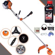 Roçadeira Robusta Terra GR520-XP À Gasolina 52cc 2,5HP de Potência 6.500rpm Completa Com Carretel Nylon + Lâmina 2 Pontas + Lâmina 3 Pontas + Lâmina 40 Dentes + Lâmina 80 Dentes + ÓLEO TOYAMA + EPI