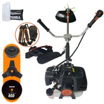 Roçadeira Robusta Terra GRH430 À Gasolina 2T 43cc 1,7HP de Potência 6.500rpm Aparador de Grama Completo Para Todos os Tipos de Trabalho Com Lâmina 3 Pontas + Lâmina 80 Dentes + Carretel de Nylon