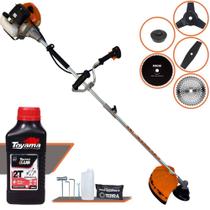 Roçadeira Robusta Terra GRHB430 Bi-Partida À Gasolina 43cc 1,7HP de Potência 12000rpm Completa C/ Carretel Nylon + Lâmina 2 Pontas + Lâmina 3 Pontas + Lâmina 40 Dentes + Lâmina 80 Dentes + ÓLEO TOYAMA