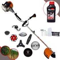 Roçadeira Robusta Terra GRHB430 Bi-Partido 43cc 1,7HP 12000rpm Com Carretel e Lâmina 2 Pontas + Lâmina 3 Pontas + Lâmina 6 Pontas + Lâmina 40 Dentes + Lâmina 80 Dentes + Trimmer + Escova + ÓLEO TOYAMA