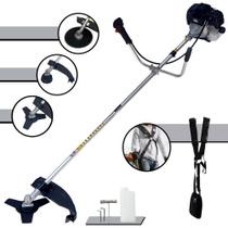 Roçadeira Robusta Toyama RT43LB25A À Gasolina 43cc 2 Tempos 1,7HP de Potência 10.000rpm Com Carretel de Nylon + Lâmina 3 Pontas + Lâmina 80 Dentes