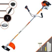Roçadeira Robusta Vulcan VR430-S À Gasolina 2T 43cc 1,7HP de Potência 10.000rpm Profissional Multifunções Com Carretel de Nylon + Lâmina 2 Pontas + Lâmina 80 Dentes + Escova de Aço Rotativa 38 Cerdas