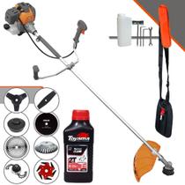Roçadeira Tekna RL520P 52cc 2HP Com Carretel + Faca 2 Pontas, 3 Pontas, 6 Pontas, 40 Dentes, 80 Dentes, Trimmer e Escova de Aço + ÓLEO TOYAMA 2T