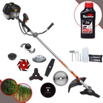 Roçadeira Terra GRH430 À Gasolina 43cc 1,7HP Ideal Para Todos os Tipos de Trabalhos Com Carretel de Nylon + Faca 2 Pontas + 3 Pontas + 6 Pontas + 40 Dentes + 80 Dentes + Trimmer + Escova + ÓLEO TOYAMA